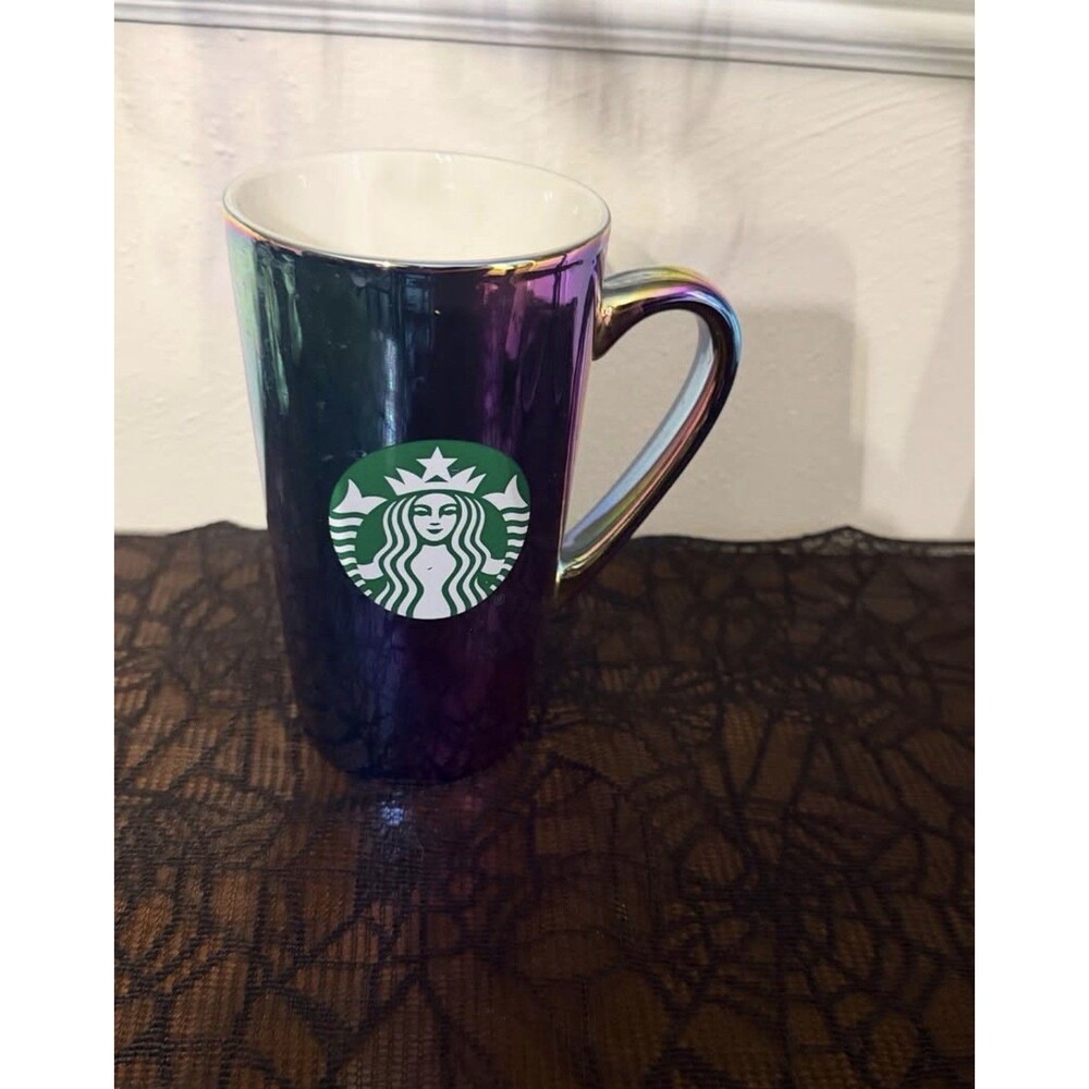 Starbucks 2022 Iridescent Rainbow‎ Oil Slick Mug 16 Oz Ceramic Tall Cup